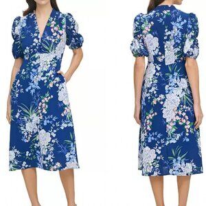 Vince Camuto Women's Pebble Crepe V Neck Midi